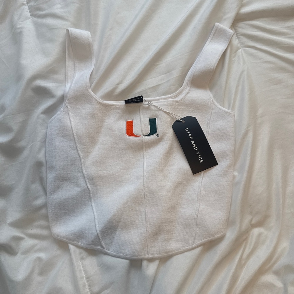 Hype and Vice White Tank Top University of Miami UM